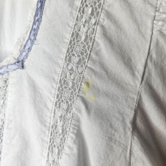 PAST TIMES Vtg Nightgown Dress O/S Empire Waist Embroidered Heart Puff Sleeves - Picture 4 of 9